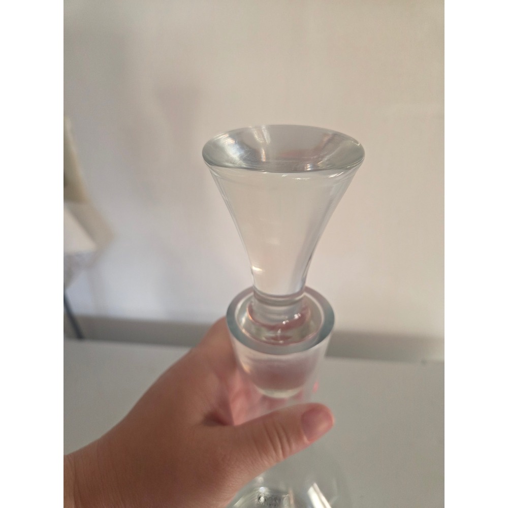 Krosno Poland Glass Ship Etched Decanter with Stopper 14.5 Inch Clear - Picture 5 of 7